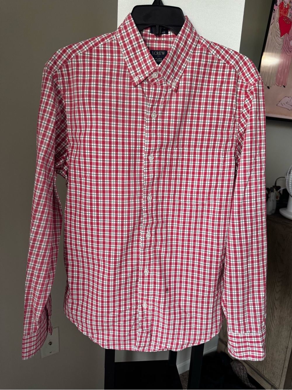 J. Crew Red and White Plaid Button-Down Shirt